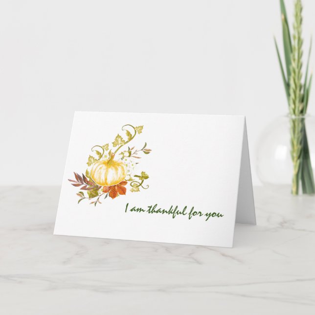 Rustic Thankful For You Pumpkin Holiday Card (Front)