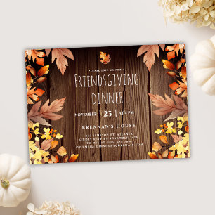 Rustic Thanksgiving Autumn Friendsgiving Dinner Invitation
