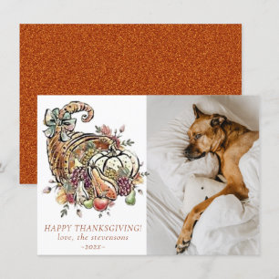 Rustic Thanksgiving Autumn Pumpkin Patch Gourds Holiday Card