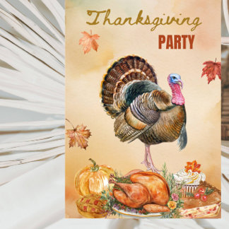 Rustic Thanksgiving - Cosy Autumn Harvest Dinner Invitation