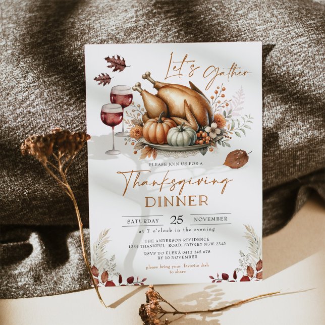 Rustic Thanksgiving Dinner Fall Pumpkin Potluck Invitation (Creator Uploaded)