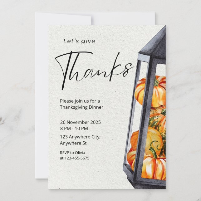 Rustic Thanksgiving Dinner Invitation (Front)