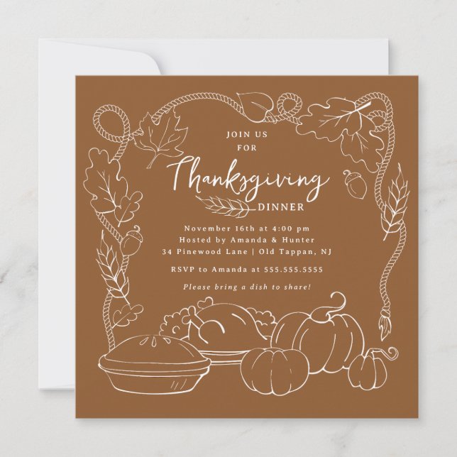 Rustic Thanksgiving Dinner Invitation (Front)