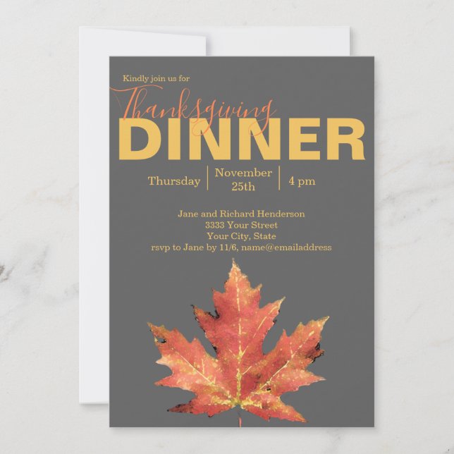 Rustic Thanksgiving Dinner Invitation (Front)
