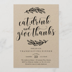 Rustic Thanksgiving Dinner Invitation