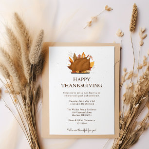 Rustic Thanksgiving Dinner Party Custom Invitation