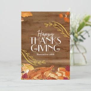 Rustic Thanksgiving Dinner Party Holiday Dinner Invitation