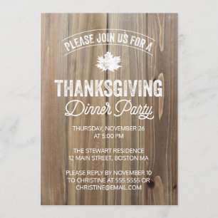 Rustic Thanksgiving Dinner Party Invitation