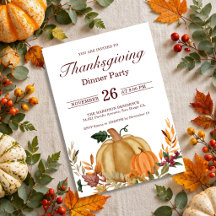 Rustic Thanksgiving Dinner Pumpkin Fall Leaves