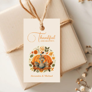 Rustic Thanksgiving Dinner Pumpkin Gift Tags