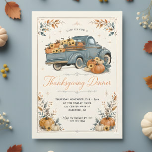Rustic Thanksgiving Dinner Pumpkin Invitation