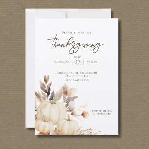 Rustic Thanksgiving Dinner Pumpkin Invitation
