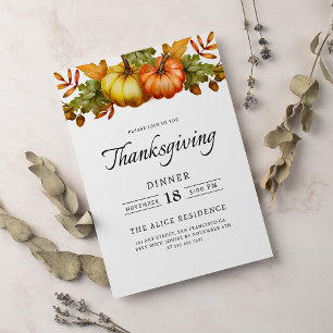Rustic Thanksgiving Dinner Pumpkin Invitation