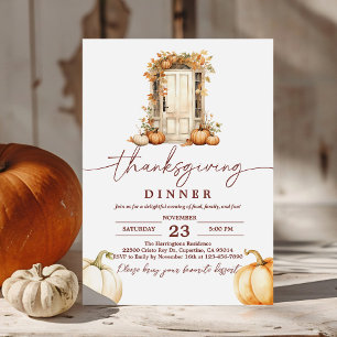 Rustic Thanksgiving Dinner Pumpkin Invitation