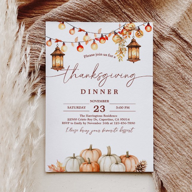 Rustic Thanksgiving Dinner Pumpkin Invitation (Creator Uploaded)
