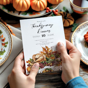 Rustic Thanksgiving Dinner Pumpkin Invitation