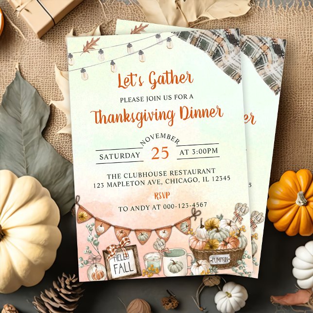 Rustic Thanksgiving Dinner Pumpkin Invitation (Creator Uploaded)