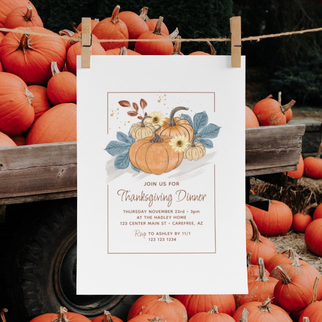 Rustic Thanksgiving Dinner Pumpkin Invitation (Creator Uploaded)
