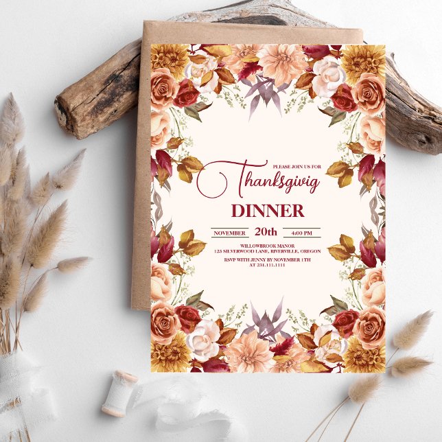 Rustic Thanksgiving Dinner Pumpkin Invitation (Creator Uploaded)