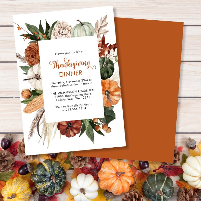 Rustic Thanksgiving Dinner Pumpkin Invitation (Rustic Thanksgiving Dinner Pumpkin Invitation)