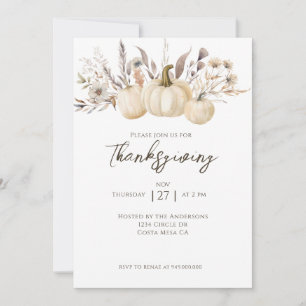 Rustic Thanksgiving Dinner Pumpkin Invitation