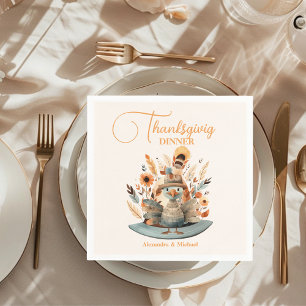 Rustic Thanksgiving Dinner Pumpkin Napkin