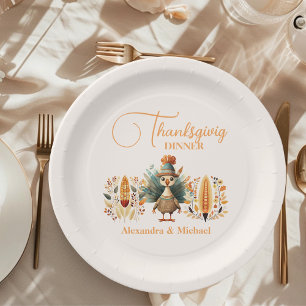 Rustic Thanksgiving Dinner Pumpkin Paper Plate