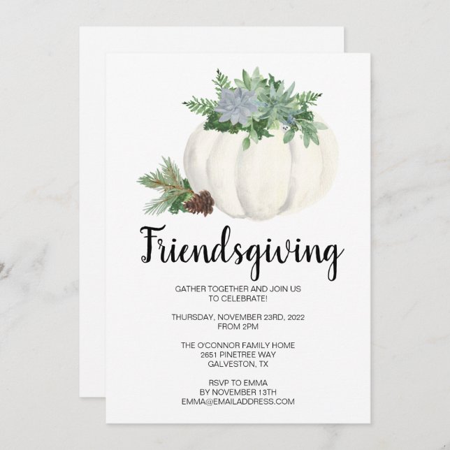 Rustic Thanksgiving Fall Pumpkin Friendsgiving Invitation (Front/Back)