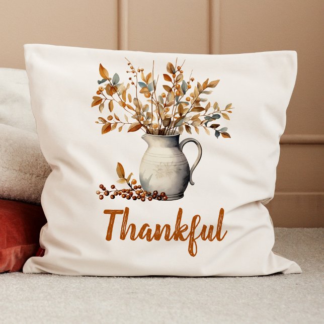 Rustic Thanksgiving Fall Thankful Cushion (Rustic Thanksgiving Fall Thankful Throw Pillow)