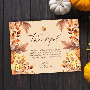 Rustic Thanksgiving Fall Thankful Holiday Postcard