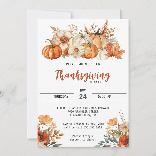 Rustic Thanksgiving Friendsgiving Autumn Party Invitation (Front)