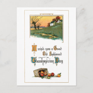 Rustic Thanksgiving Greeting with Apples Holiday Postcard
