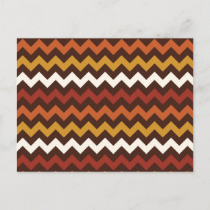 Rustic Thanksgiving Holiday Fall Autumn Chevron Postcard