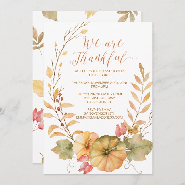 Rustic Thanksgiving Invitation Fall Invite (Front/Back)