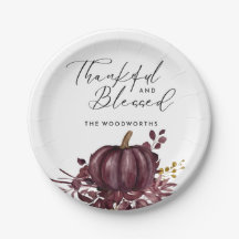 Rustic Thanksgiving Pumpkin Burgundy Leaves