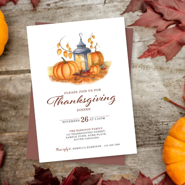 Rustic Thanksgiving Pumpkin Dinner Invitation (Creator Uploaded)