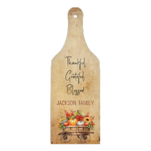 Rustic Thanksgiving Pumpkin Floral Cutting board