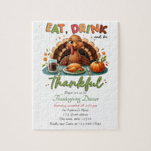 Rustic Thanksgiving Pumpkin Watercolor Autumn Jigsaw Puzzle