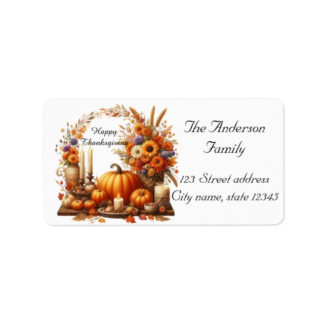 Rustic Thanksgiving Pumpkin Watercolor Autumn Label (Front)