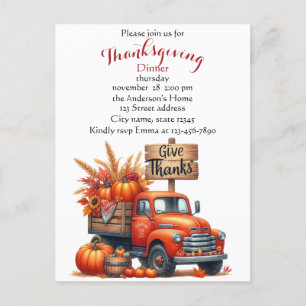 Rustic Thanksgiving Pumpkin Watercolor Autumn Postcard