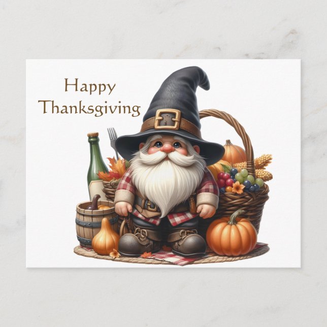 Rustic Thanksgiving Pumpkin Watercolor Autumn Postcard (Front)