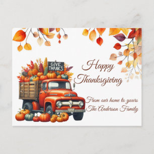 Rustic Thanksgiving Pumpkin Watercolor Autumn Postcard