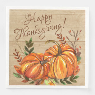 Rustic Thanksgiving Pumpkins Napkin