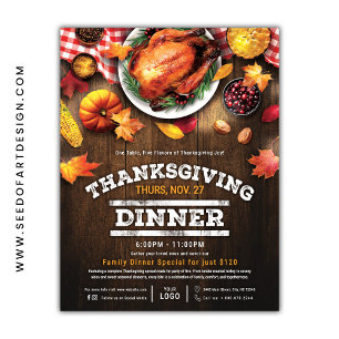 Rustic Thanksgiving Restaurant Dinner Special Flyer