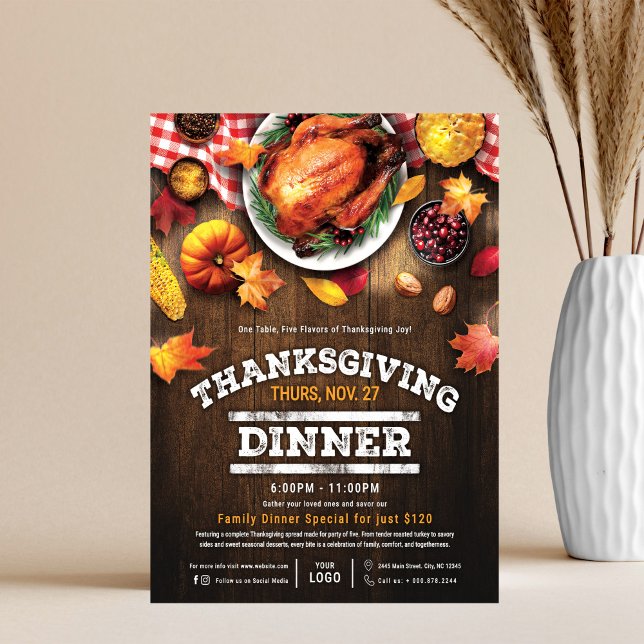 Rustic Thanksgiving Restaurant Dinner Special Flyer (Creator Uploaded)