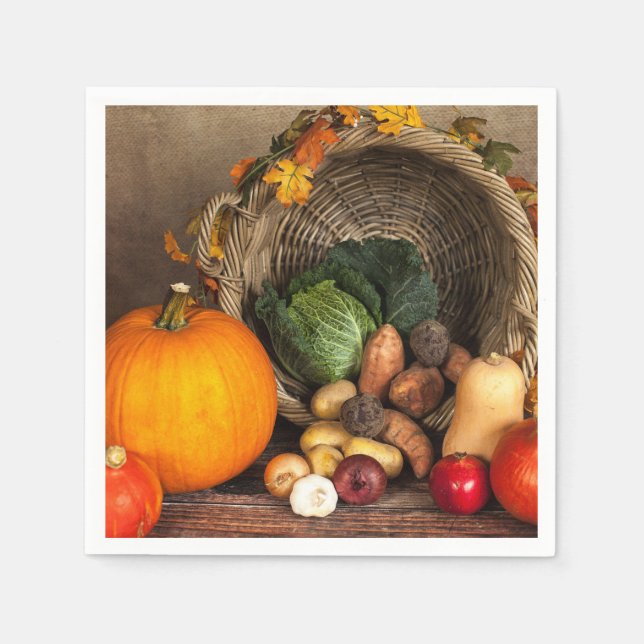Rustic Thanksgiving Table Bountiful Harvest Napkin (Front)