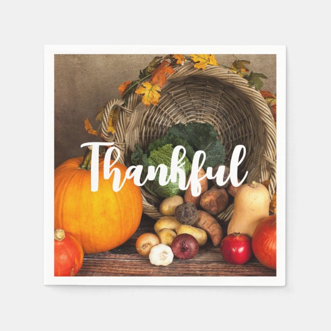 Rustic Thanksgiving Table Bountiful Harvest Napkin (Front)