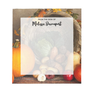 Rustic Thanksgiving Table Bountiful Harvest Notepad