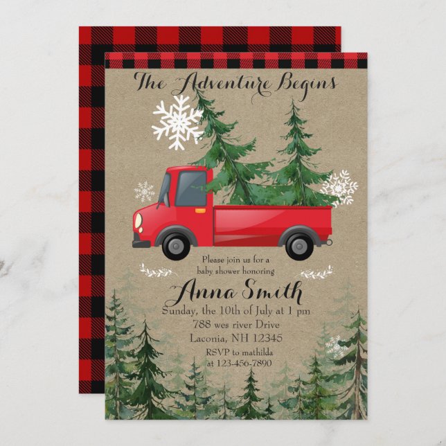 Rustic The Adventure Begins Baby Shower Invitation (Front/Back)