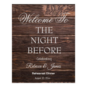 Rustic The Night Before Rehearsal Dinner Welcome Poster